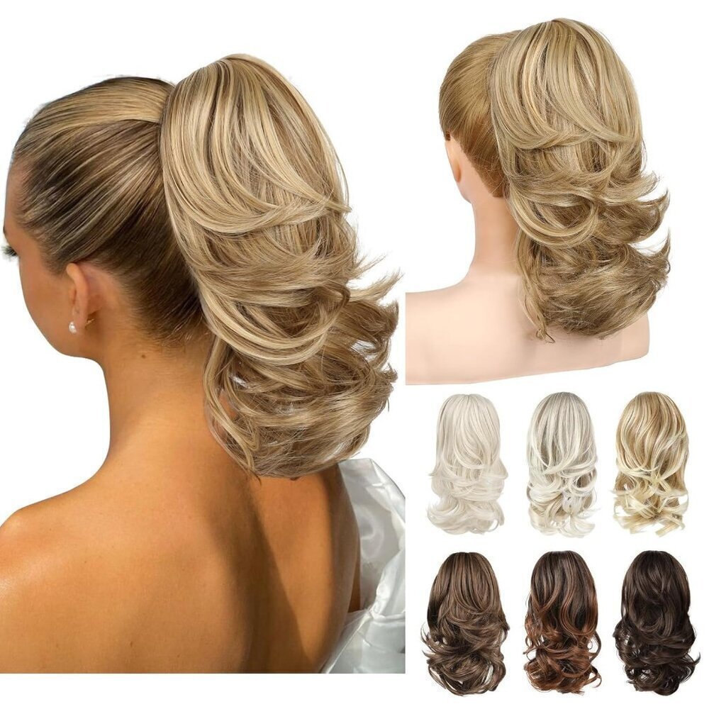 Ponytail Extension, 14" Claw Clip in Ponytail Hair Extensions Natural Soft Synth